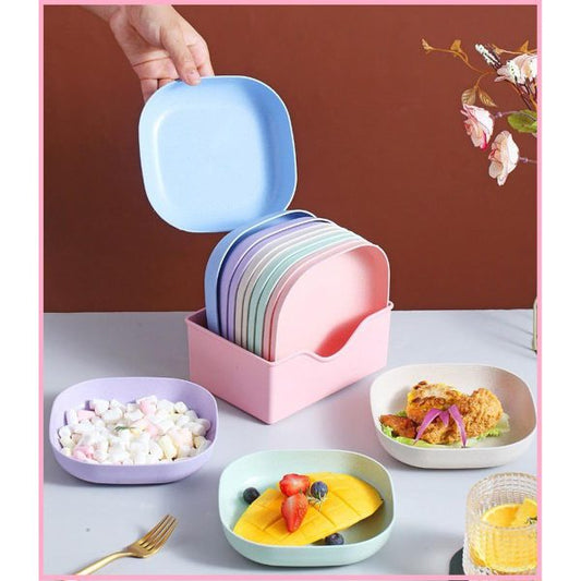 10pcs Plates Set With Holder (random Colours) - Nest and Nuzzle