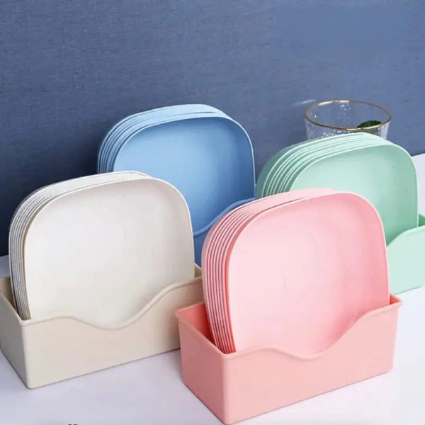 10pcs Plates Set With Holder (random Colours) - Nest and Nuzzle