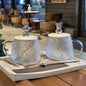 Hammer Pattern Bear Glass Cup with Lid & Spoon - Nest and Nuzzle