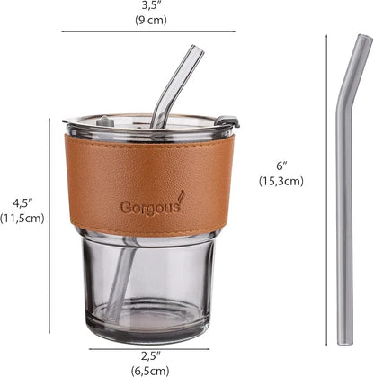 High Quality Juice Cup With Straw Glass Material (450ml) - Nest and Nuzzle