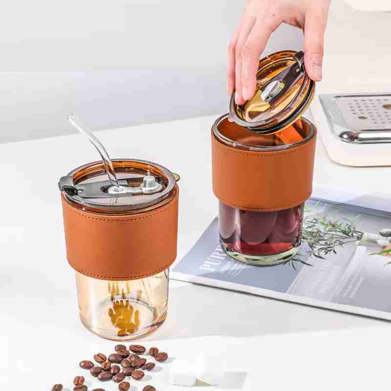 High Quality Juice Cup With Straw Glass Material (450ml) - Nest and Nuzzle