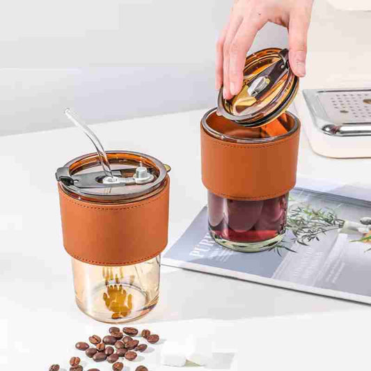 High Quality Juice Cup With Straw Glass Material (450ml) - Nest and Nuzzle
