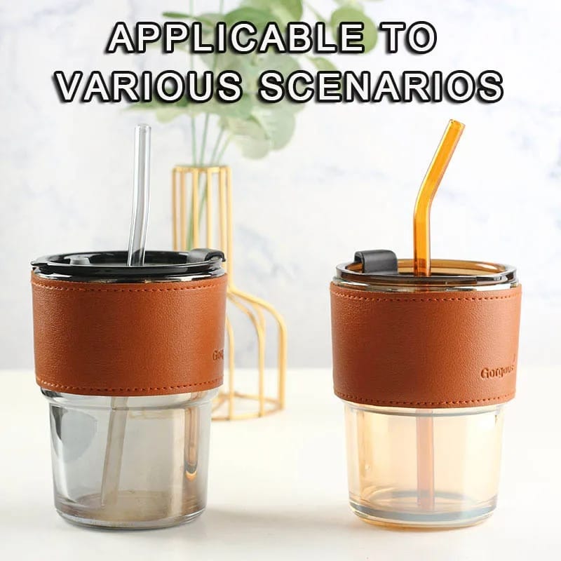 High Quality Juice Cup With Straw Glass Material (450ml) - Nest and Nuzzle