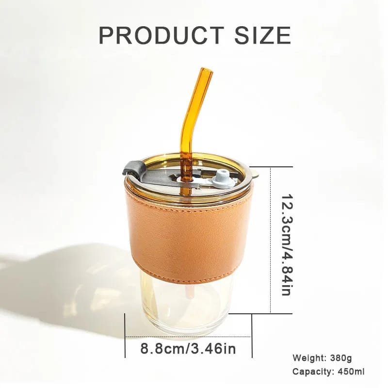 High Quality Juice Cup With Straw Glass Material (450ml) - Nest and Nuzzle