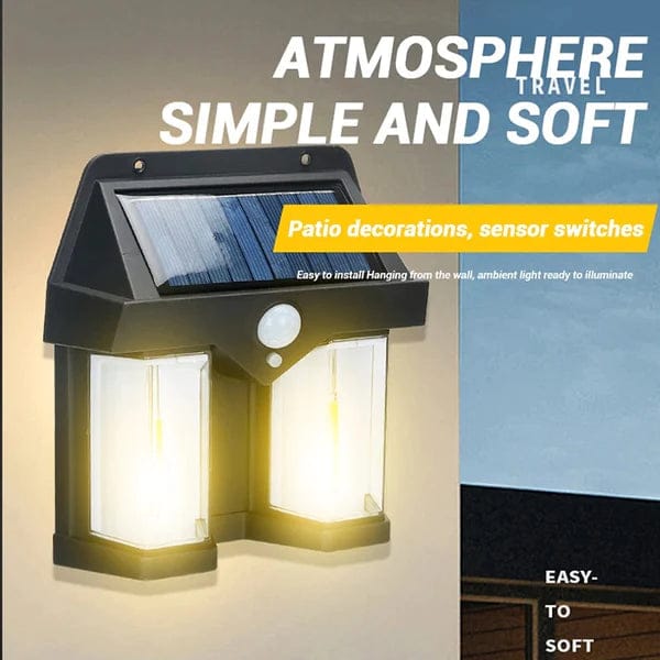 Double Head Antique Solar Sensor Lamp, Wall Mounted Courtyard Villa Garage Wall Ligh - Nest and Nuzzle