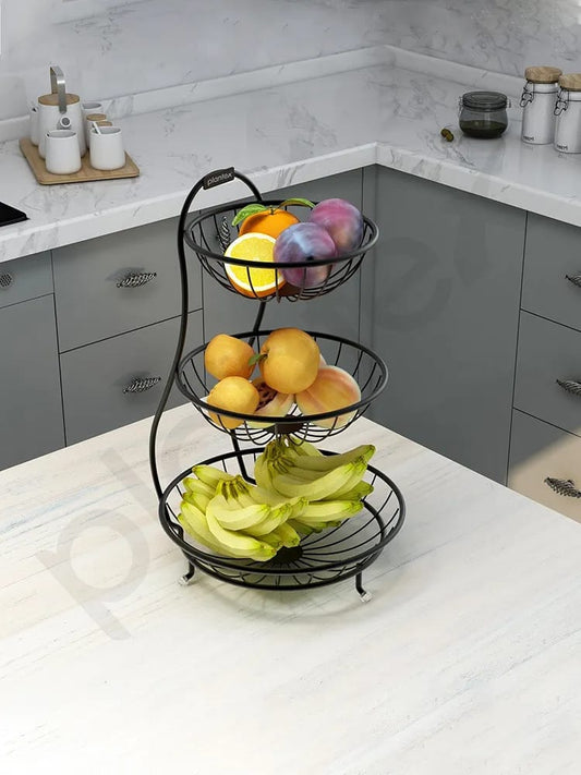 Steel 3-Tier Fruit & Vegetable Basket (Black) - Nest and Nuzzle