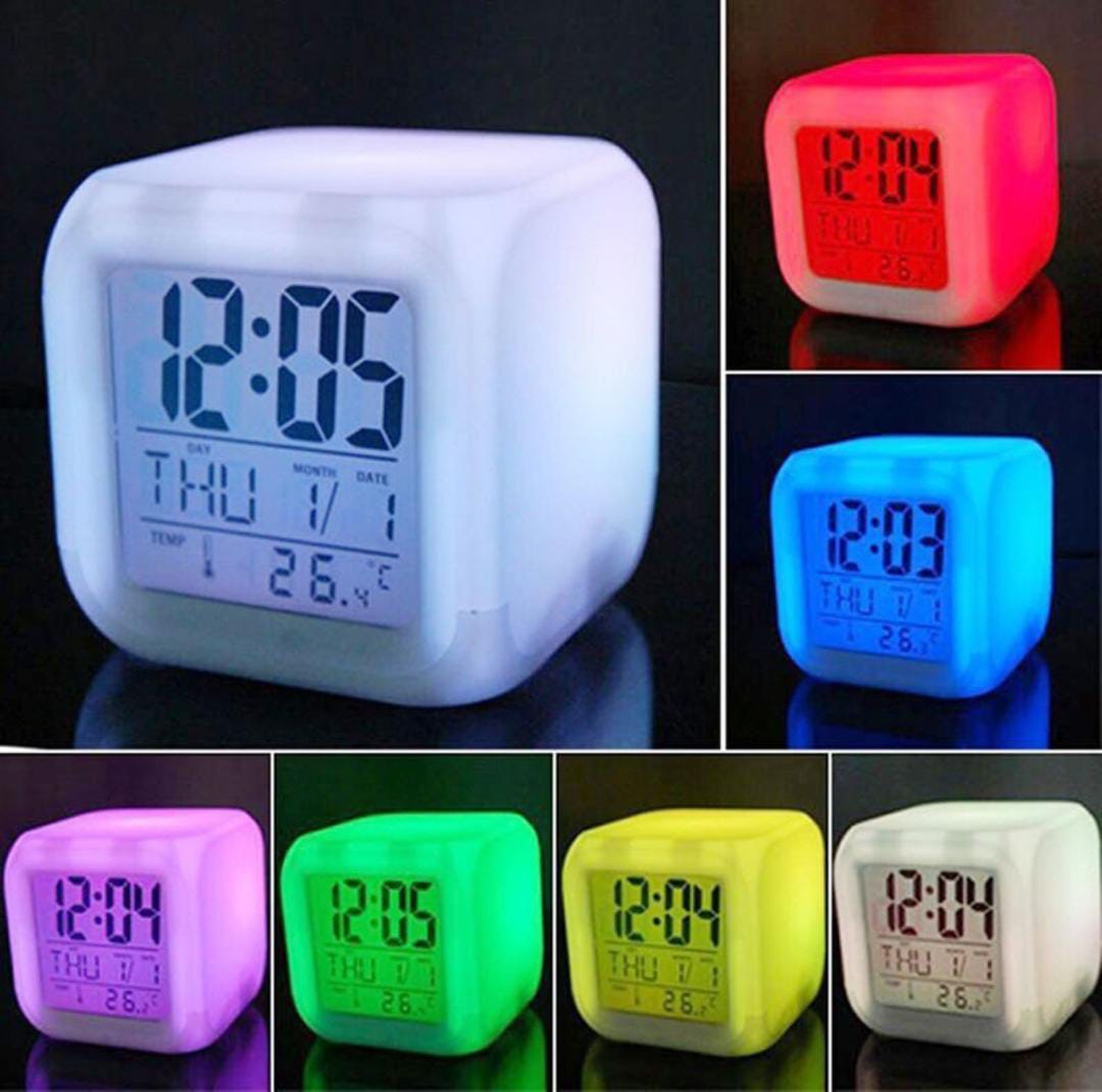7-Color Change LED Glowing Digital Alarm Clock - Nest and Nuzzle