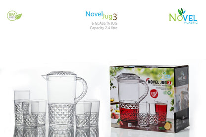 Plastic Novel Jug with 6 Glasses (Set of 7)