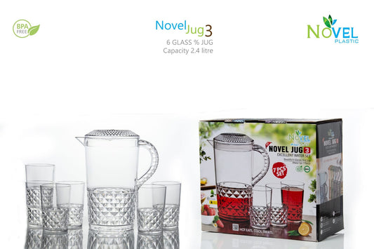 Plastic Novel Jug with 6 Glasses (Set of 7)