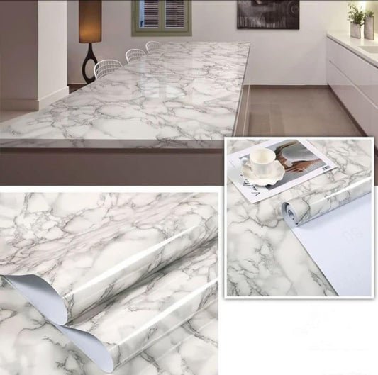 White & Black Marble Wallpaper Sheet Roll