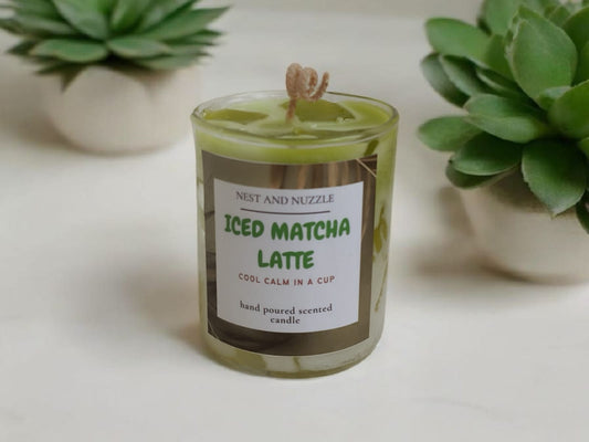 Iced matcha latte – Dessert-Inspired, Hand-Poured Candle - Nest and Nuzzle