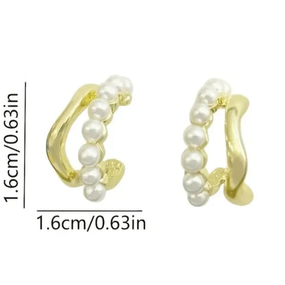 C shaped round faux pearl stud earrings - Nest and Nuzzle