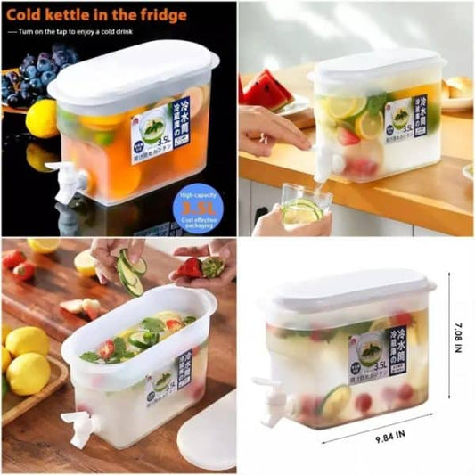 Cold Water Jug With Tap Water Beverage Drink Dispenser Fruit Teapot Tank (3.5 L) - Nest and Nuzzle