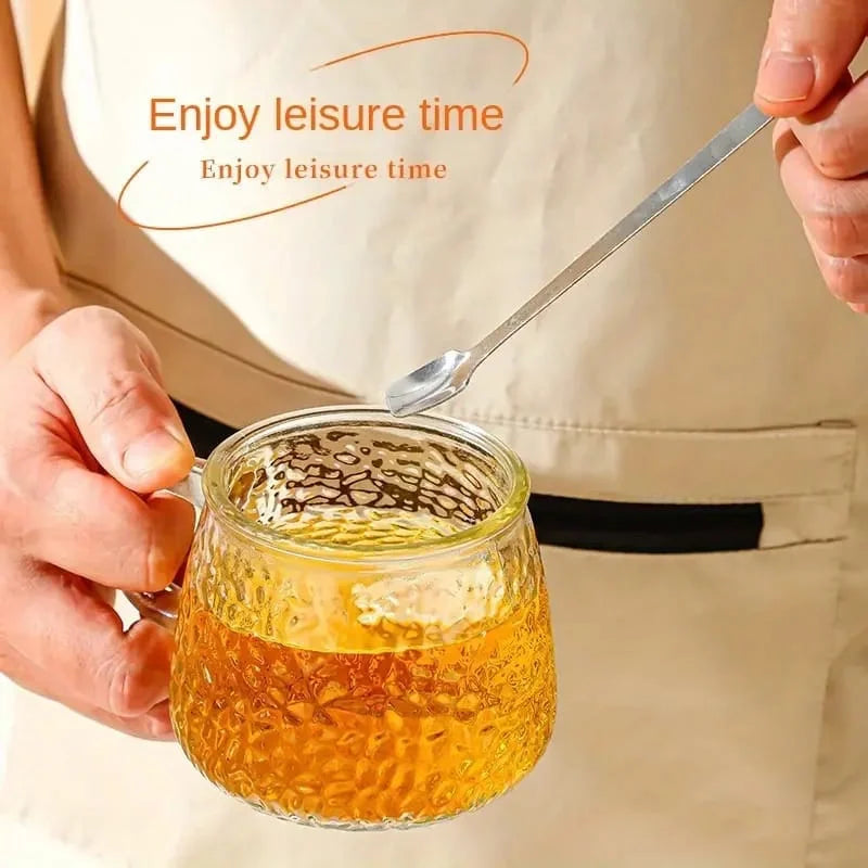 Hammer Pattern Bear Glass Cup with Lid & Spoon - Nest and Nuzzle
